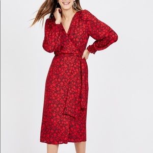 Max Studio red floral wrap dress